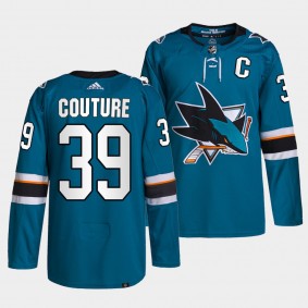 Logan Couture Sharks Home Teal Jersey #39 Primegreen Authentic Pro