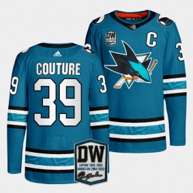 Wilson 24 patch Logan Couture San Jose Sharks Home #39 Teal Jersey