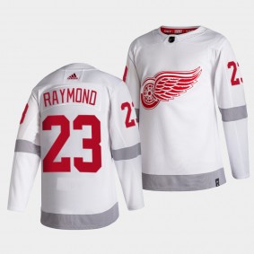 Lucas Raymond #23 Red Wings 2021 Reverse Retro Special Edition White Jersey