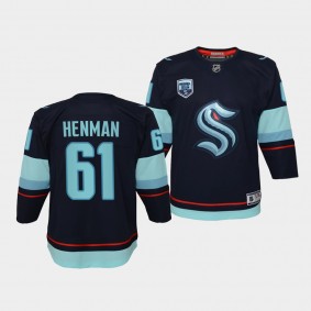 Luke Henman Youth Jersey Kraken Preseason Patch Navy Open Win Jersey