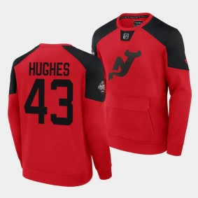 New Jersey Devils Luke Hughes 2024 NHL Stadium Series #43 Red Authentic Pro Sweatshirt