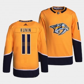 Luke Kunin #11 Predators Home Gold Jersey 2021-22 Primegreen Authentic