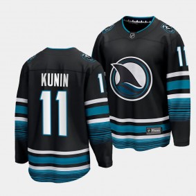 San Jose Sharks Luke Kunin 2023-24 Cali Fin 3rd Alternate Black Breakaway Player Jersey Men's