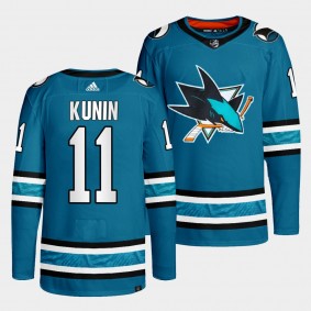 San Jose Sharks 2022-23 Home Luke Kunin #11 Teal Jersey Primegreen Authentic