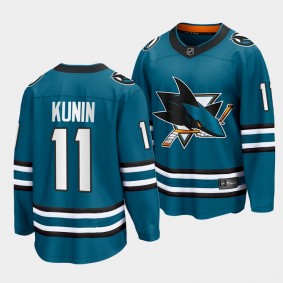 San Jose Sharks #11 Luke Kunin Home 2022-23 Teal The Evolve Jersey