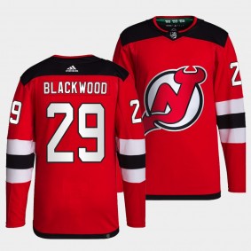 Mackenzie Blackwood #29 Devils Home Red Jersey 2021-22 Primegreen Authentic