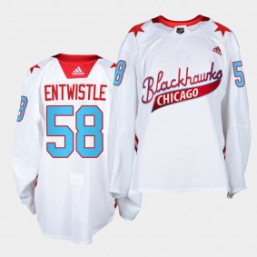 MacKenzie Entwistle #58 Blackhawks 2021 One Community Night White Jersey