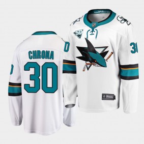 Magnus Chrona San Jose Sharks 2021 Away Men White 30th Anniversary Jersey