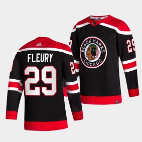 Marc-Andre Fleury #29 Blackhawks 2021 Reverse Retro Special Edition Black Jersey