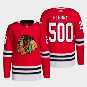 Marc-Andre Fleury 500 Career wins Blackhawks #29 Special Commemorative Red Jersey