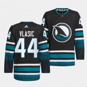 San Jose Sharks 2023-24 Cali Fin 3rd Alternate Marc-Edouard Vlasic #44 Black Authentic Pro Jersey Men's