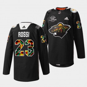 Minnesota Wild Marco Rossi 2022 Black History Month #23 Black Jersey Practice