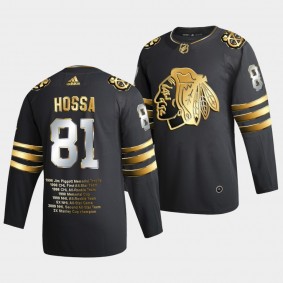 Chicago Blackhawks Marian Hossa Career Awards 2020 HHOF Golden Edition Black Jersey