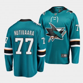 Markus Nutivaara San Jose Sharks 2022 Home Teal Breakaway Player Jersey Men