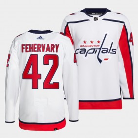 Martin Fehervary #42 Capitals Away White Jersey 2021-22 Primegreen Authentic Pro