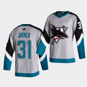 San Jose Sharks 2021 Reverse Retro Martin Jones Grey Special Edition Authentic Jersey