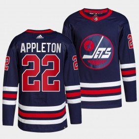 Mason Appleton Jets Alternate Navy Jersey #22 Primegreen Authentic Pro