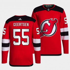 Mason Geertsen #55 Devils Home Red Jersey 2021-22 Primegreen Authentic