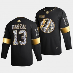 Mathew Barzal New York Islanders Golden Diamond #13 Black 50th Anniversary Jersey