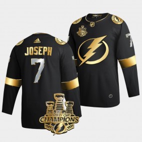 3x Stanley Cup Champions Tampa Bay Lightning Mathieu Joseph Black Golden Authentic 7 Jersey