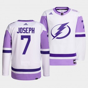 Tampa Bay Lightning Mathieu Joseph 2021 HockeyFightsCancer Jersey #7 White Primegreen