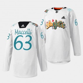 Arizona Coyotes 2023 Los Yotes Night Matias Maccelli #63 White Jersey Warmup