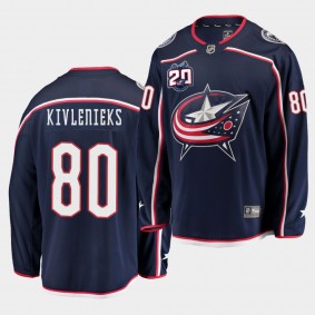 Matiss Kivlenieks Columbus Blue Jackets Home Blue 20th Anniversary Men Jersey