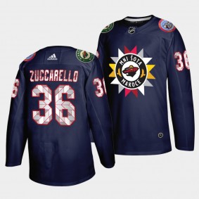 Mats Zuccarello #36 Wild 2021-22 Native American Heritage Day Navy Jersey