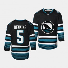 San Jose Sharks #5 Matt Benning 2023-24 Cali Fin 3rd Alternate Replica Black Youth Jersey