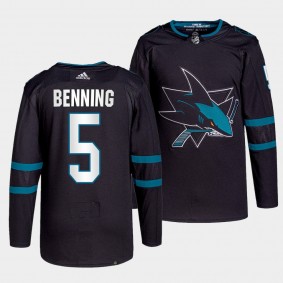 San Jose Sharks Primegreen Authentic Matt Benning #5 Black Jersey Alternate