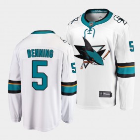 Matt Benning San Jose Sharks 2022 Away White Breakaway Player Jersey Men