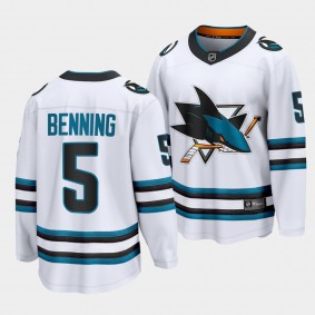 Matt Benning San Jose Sharks 2022-23 Away White The Evolve Jersey Men's