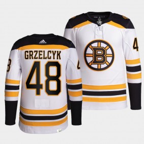 Matt Grzelcyk #48 Bruins Away White Jersey 2021-22 Pro Authentic