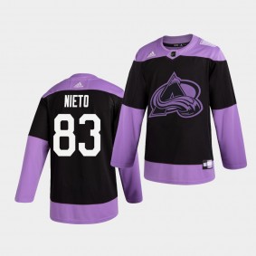 Matt Nieto #83 Avalanche Hockey Fights Cancer Practice Black Jersey