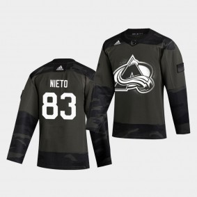 Matt Nieto #83 Avalanche 2019 Veterans Day Authentic Camo Jersey