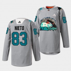 San Jose Sharks Matt Nieto Fan Appreciation #83 Gray Jersey Teal Togehter