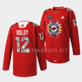 Native American Heritage Matthew Boldy Minnesota Wild Red #12 Warmup Jersey 2022