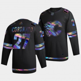 Calgary Flames Matthew Coronato Iridescent Holographic #27 Black Jersey Authentic