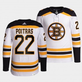 Boston Bruins Matthew Poitras 2022 NHL Draft White Authentic Primegreen Jersey Away