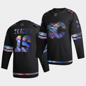 Calgary Flames Matthew Tkachuk 2020-21 Iridescent Holographic Collection Authentic Black Jersey