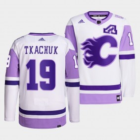 Calgary Flames Matthew Tkachuk 2021 HockeyFightsCancer Jersey #19 White Primegreen