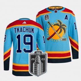 Florida Panthers 2023 Stanley Cup Final Matthew Tkachuk #19 Blue Reverse Retro Jersey Men's