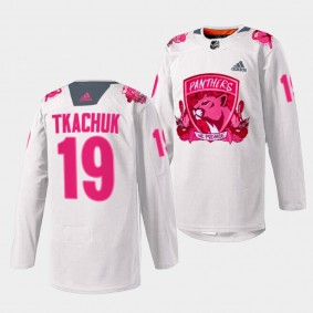 Florida Panthers 2022 Pink in the Rink Matthew Tkachuk #19 White Jersey Warmup