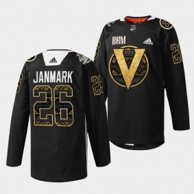 Mattias Janmark #26 Golden Knights Black History Month 2022 Warm-up Black Jersey