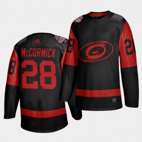 Max McCormick #28 Hurricanes 2021 Stadium Series Outdoor Game Black Jersey