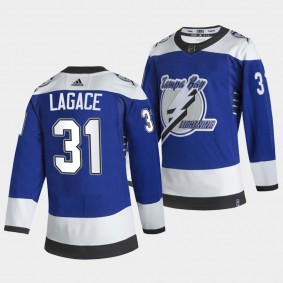 Maxime Lagace #31 Lightning 2021 Reverse Retro Special Edition Blue Jersey