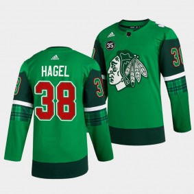 St. Patricks Day Brandon Hagel Chicago Blackhawks 38 Green Warm-Up Jersey