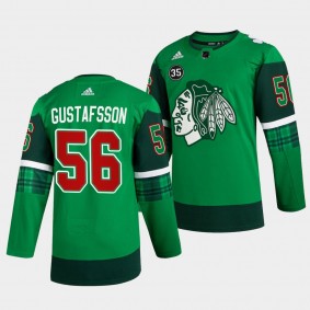 St. Patricks Day Erik Gustafsson Chicago Blackhawks 56 Green Warm-Up Jersey