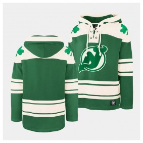 New Jersey Devils Kelly Green 2024 St. Patrick's Day Men Superior Lacer Pullover Hoodie