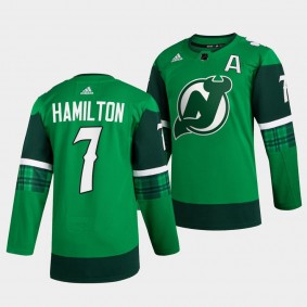 St Patricks Day Dougie Hamilton New Jersey Devils 7 Green Warm-Up Jersey